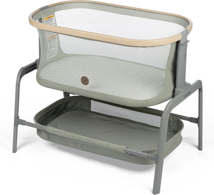 Maxi-Cosi Iora Baby Bassinets Bedside Sleeper, Portable Bassinet, Infant Bedside Sleeper Crib, Height Adjustable, Breathable Mesh, Large Storage Basket, Truffle