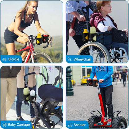 Accmor Universal Cup Holder, Stroller Cup Holder with Phone Holder, 360° Rotatable Large Caliber Designed Bottle Holder for Stroller, Bike, Wheelchair, Walker, Scooter