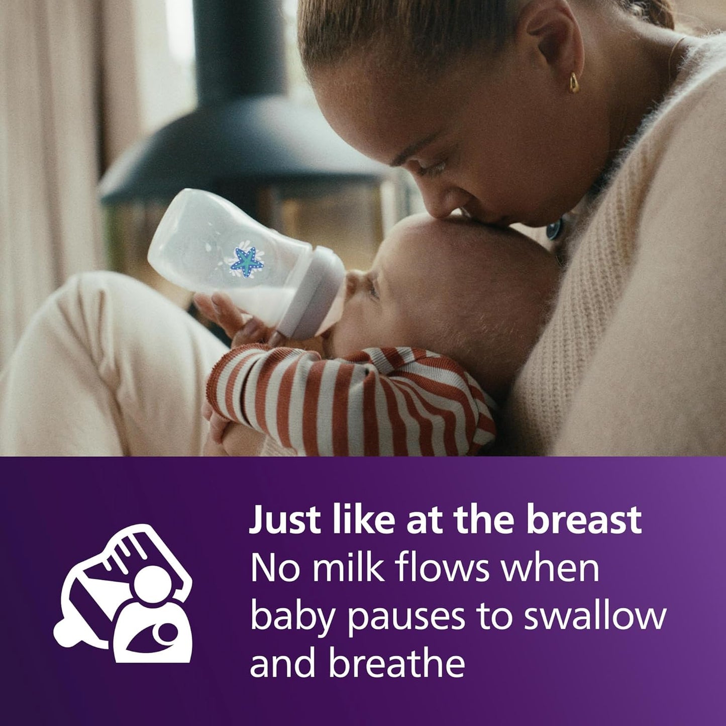 Philips Avent Natural Baby Bottles with Natural Response Nipples (Slow Flow, Flow 2), 4oz, 4-Pack, SCY900/04
