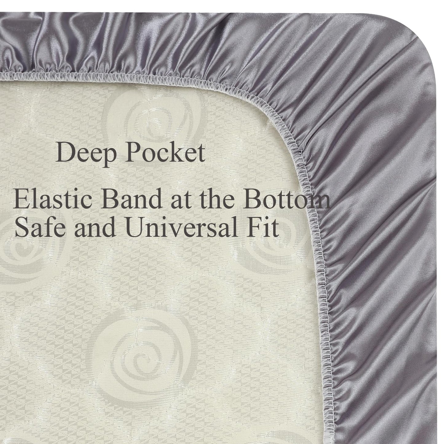 Knlpruhk Silk Bassinet Sheet 100% Pure Mulberry Silk 35"x20" Compatible with Large Bedside Sleeper Bassinet for Baby Hair 19 Momme 6A High Grade Fibers Ultra Soft Smooth Breathable Grey