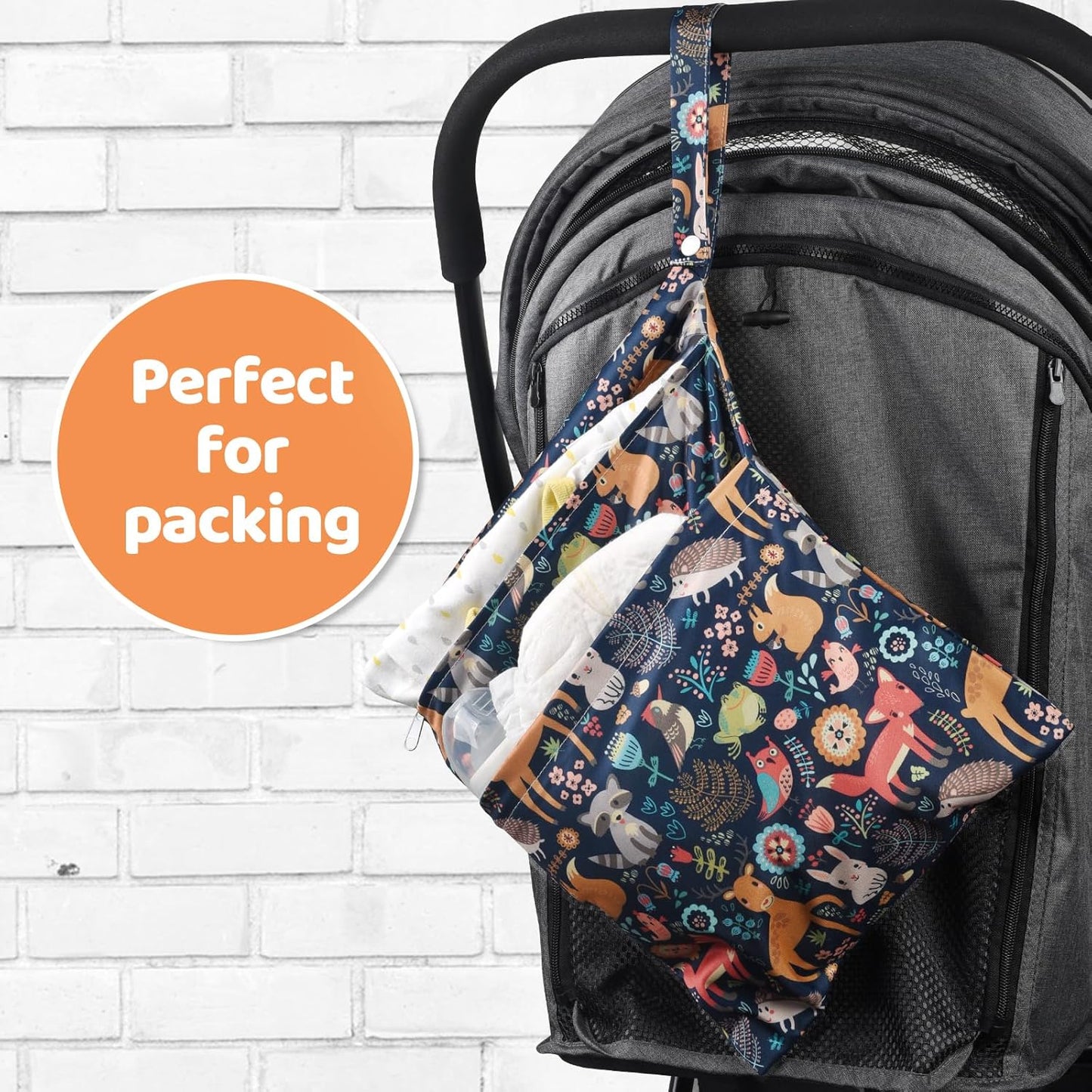 Wet Dry Bags 2-Pack with Cute Dolphin Print - Waterproof Travel Organizer for Swimming Pool Beach Gym Baby Cloth Diapers Swimwear with Dual Zippers