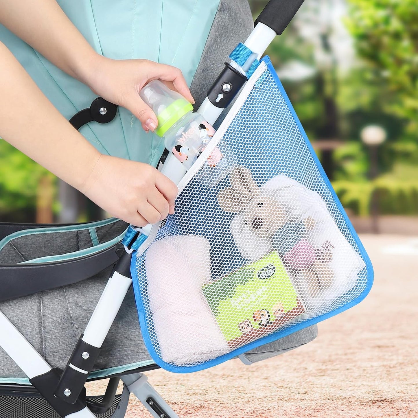 Accmor Universal Stroller Organizer, Side Sling Stroller Organizer, Mesh Cargo Net Stroller Storage Caddy Accessories, Stroller Bag Accessories Fits for Uppababy, Nuna, Baby Jogger, Doona Strollers