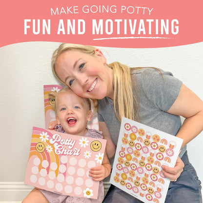 Hadley Designs Potty Training Chart for Toddlers Girls -10 Sticker Potty Chart for Toddlers Girls, 8.5x11" Potty Training Sticker Charts for Toilet Success, Unicorn Toddler Reward Chart for Kids