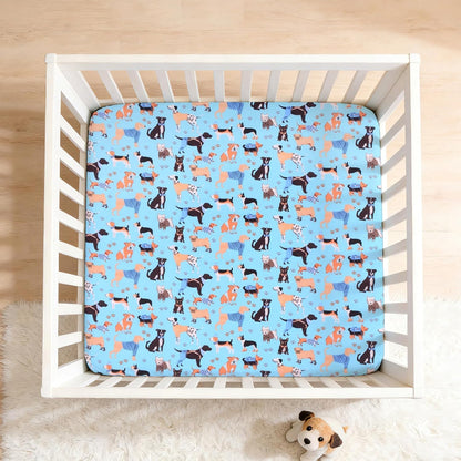 Cloele Square Playard Fitted Sheet 36x36, Ultra Soft Polyester Playpen Sheet for Baby & Pet, Dogs Pattern Pack and Play Crib Sheets, Portable Playard Mattress Cover