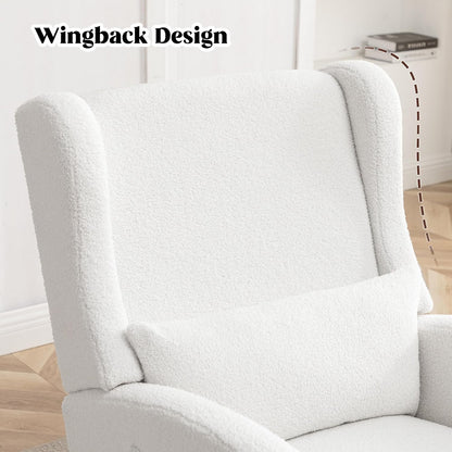 HCHAIRH Rocking Chair Nursery, Nursery Rocking Chairs with Foot Rest, Comfy Fabric Glider Rocker Nursing Chair with High Back for Nursing, Living Room, Bedroom, Beige