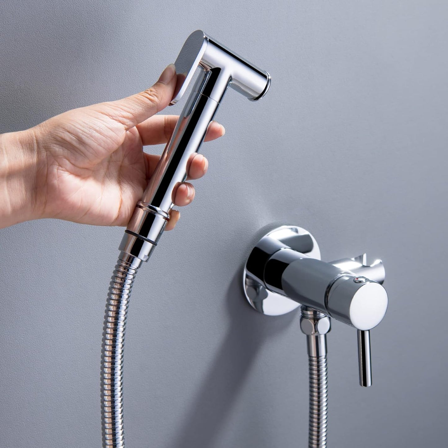 SHAMANDA Handheld Bidet Sprayer for Toilet, Stainless Steel Baby Cloth Diaper Sprayer Kit, Bathroom Toilet Bidet Attachment Set for Bathing Pets Feminine Hygiene, Matte Black BDS01-7