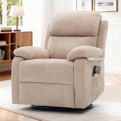 Korser Recliner Chair, 360 Swivel Rocker Chair for Adults, Small Rocking Recliner for Small Spaces, Upholstered Fabric Glider Recliner Nursery