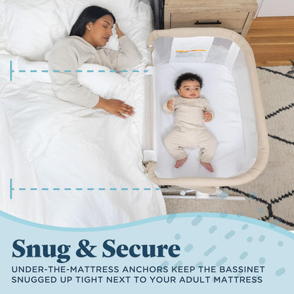 Baby Delight Beside Me Dreamer Bassinet | Bedside Sleeper | 6-Position Height Adjustment | Charcoal Tweed