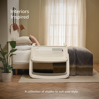 SnuzPod 5 Bedside Bassinet for Baby - Newborn Bed with Zip Down Breathable Windows, Rocking Bedside Sleeper with Lift-Off Bassinet, Portable 3-in-1 Baby Cradle with Wheels & Mattress, Natural