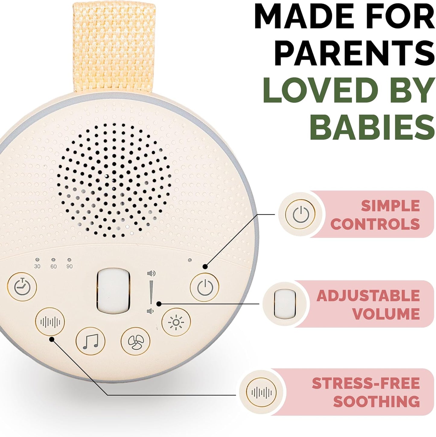 Colic Baby Relief White Noise Sound Machine - Rechargeable Sound Machine for Baby Gas Relief Newborn, Portable with Long Battery Life, 21 Soothing Sounds, Gentle Night Light & Auto Timer