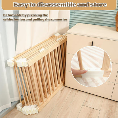 Extra Large Wooden Baby Playpen,Play Pen for Babies and Toddlers Kids Indoor,Security Playard Area Indoor,Easy to Assemble (73x73x24 Inch)