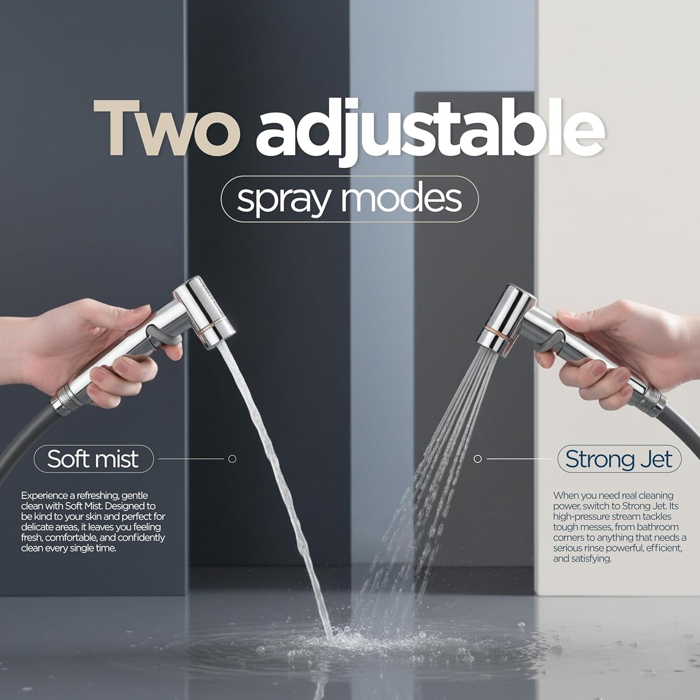 Aqua Earth Handheld Bidet Sprayer for Toilet Baby Cloth Diaper Spraying Kit Bathroom Toilet Bidet Attachment Set for Bathing Pets and Feminine Hygiene Gray