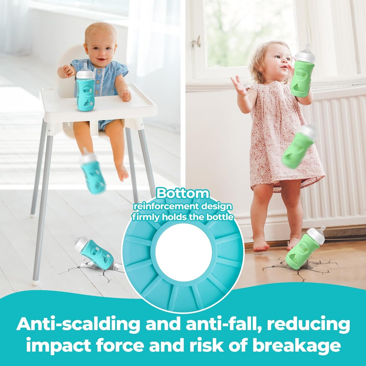 3 Pack Silicone Sleeves for Philips Avent Natural Glass Baby Bottles, Food Grade Silicone Anti Breakage Baby Bottles Holder, Compatible with Philips Avent Glass Natural Baby Bottle 8oz