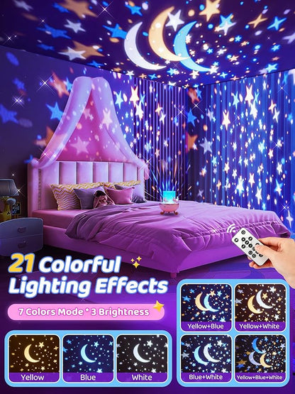 Carousel Night Light for Kids, 15 Music+15 Films+315 Colors Star Projector for Kids Night Light Projector, 360°+Remote+1200mah Unicorn Toys for Girls Room Decor, Baby Learning Toys Easter Gifts Bunny