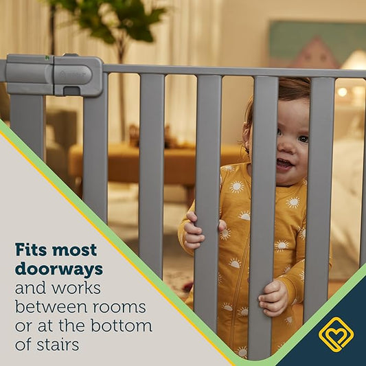 Safety 1st Walk Through Baby Gate with Door, Adjustable Pressure Mount Lift, Dog Gates, Fits 29"-38" Wide, 1-Pack, Silver