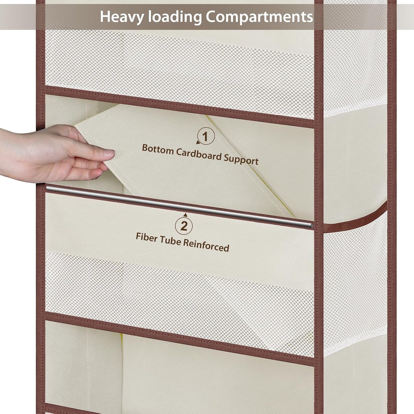 Univivi Over The Door Organizer, 5 Shelf Door Hanging Organizer Nursery Door Storage with 4 Large Compartments and 2 Small PVC Pockets 6 Side Pockets for Bathroom,Cosmetics and Nursery Baby Essential