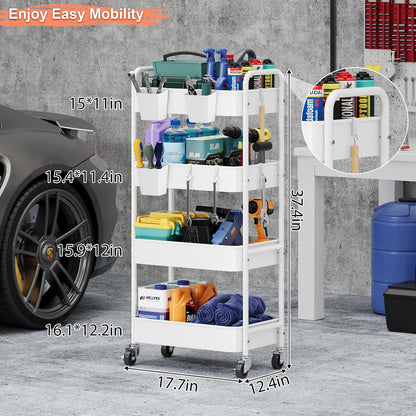 3 Tier Rolling Cart Metal with Lockable Wheels, Pink Three Tiered Diaper Caddy Cart Organizer on Wheels, Storage Utility Trolley Carts for Craft, Art, Nail, Lash, Baby Supplies, Cleaning, Mesh
