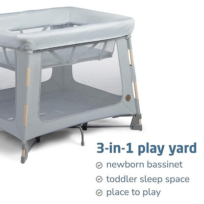 Maxi-Cosi Swift Baby Playard with Mat, Baby Playpen, Play Yard with Bassinet, Portable Playpen for Babies and Toddlers, Classic Slate