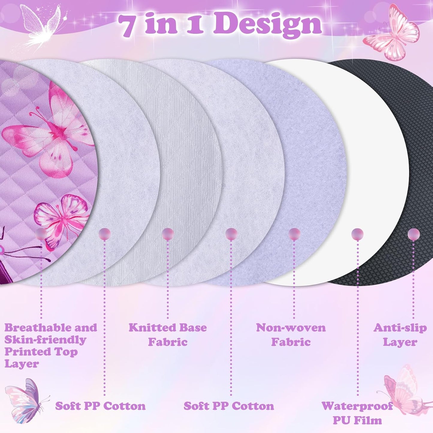 Babenest Car Seat Potty Protector Cover -Waterproof Carseat Training Liner for Baby &Toddler Shower Gift, Dry Piddle Pee Pad with Fun Designs for Strollers & Infant Car Seats (2pcs Pink)