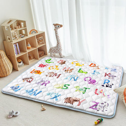 Baby Play Mat, 50x50 Playpen Mat with Super Soft Touch, Activity Mats with Upgraded Anti-Slip Bottom, Machine Washable Crawling Mats for Floor & Picnic (Animal Alphabets)