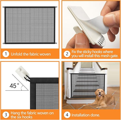 2-Pack Dog Gate for Stairs Pet Gates for The House: Dog Gate Indoor Dogs Screen Mesh Gate for Doorways Stairways 29 inches Tall, 30 inch Wide Fits 24–27'' Openi