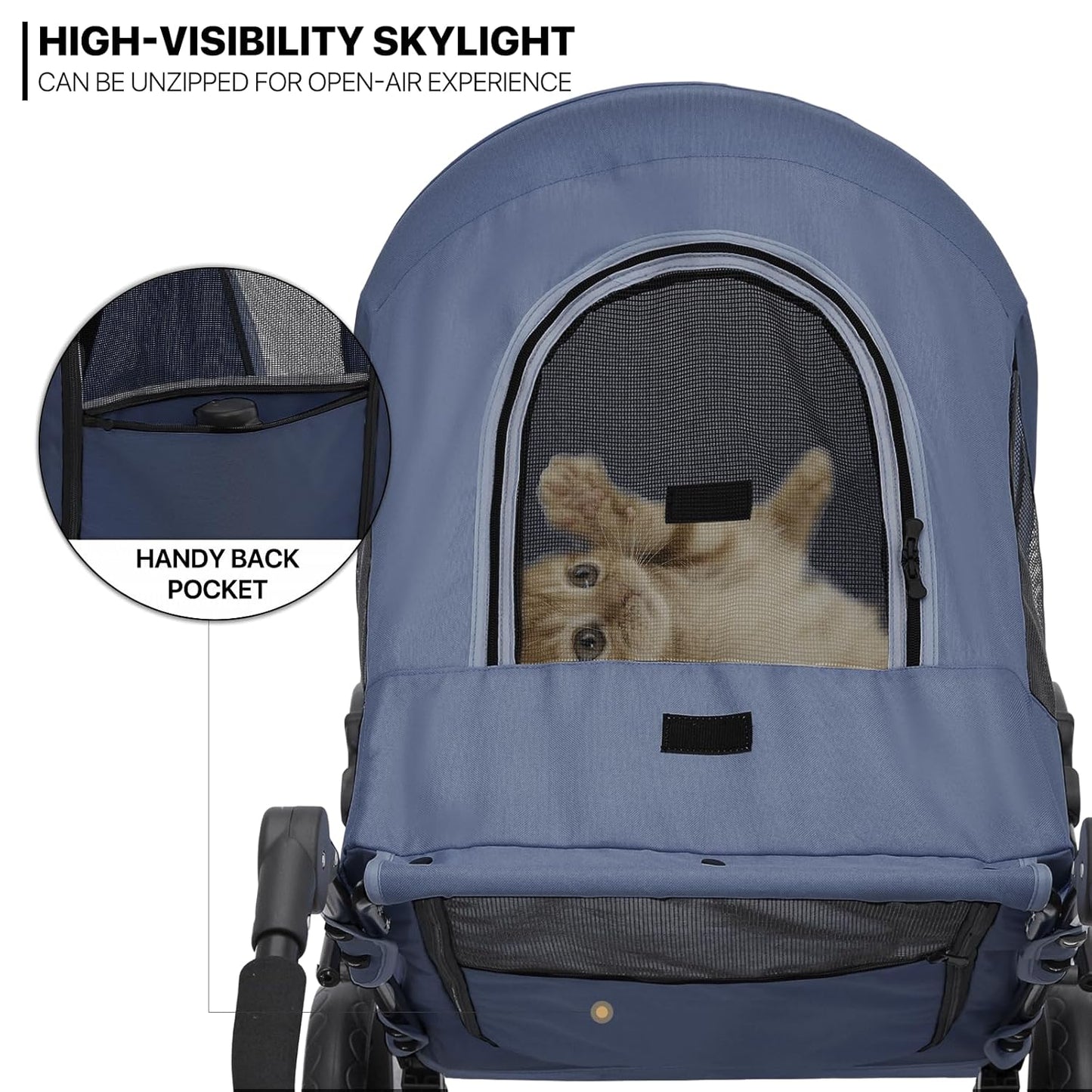 MoNiBloom Large Pet Stroller with Anti-Slip Ramp, Heavy Duty Dog Stroller Up to 99lb, Safe & Gentle Mobility Aid, All-Terrain Wheels, Idea for Injured, Disabled, & Senior Dog