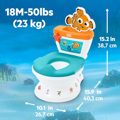 Bright Starts Disney Junior Minnie Mouse My Size Potty Training Toilet, Toddler Potty Chair with Flushing & Cheering Sounds, Removable Seat with Splash Guard & Handles, Ages 18+ Months, Up to 50 lbs