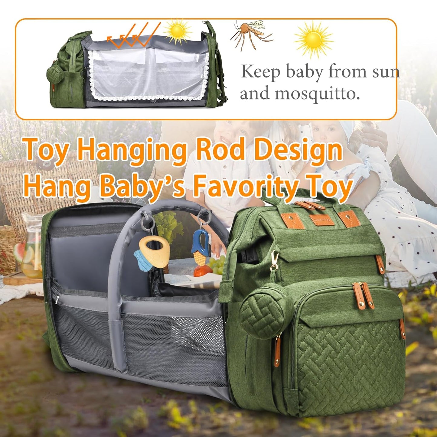 Astro alan Baby Diaper Bag with Changing Station, Waterproof Diaper Bag Backpack for Moms Dads with USB Charging Port, Baby Shower Gifts, Large Capacity diaper backpack, Grey