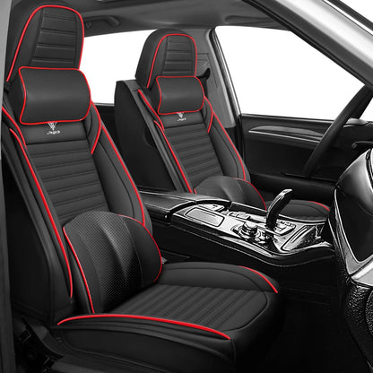 Seat Covers Fit for Mini Convertible 2009-2025 Premium Leather Car Seat Covers, Waterproof Non-Slip and Airbag Compatible, Fashion Car Seat Protector (Black Red,Front Set with Pillow)