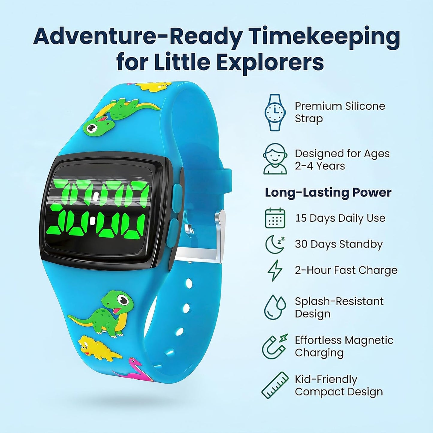 Potty Training Watch for Toddlers, Cute Apple-Shaped Design with 5 Timing Modes (30-180min), Music & Flash Reminders, Magnetic Charging, Compact Screen, Splash-Proof, Gifts for 3-7 Year Old Girls Boys