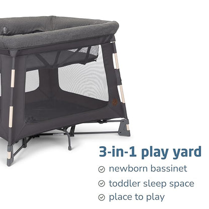 Maxi-Cosi Swift Baby Playard with Mat, Baby Playpen, Play Yard with Bassinet, Portable Playpen for Babies and Toddlers, Classic Graphite
