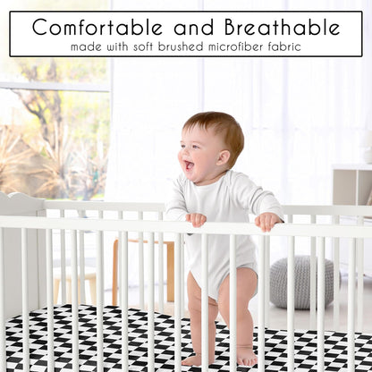Sweet Jojo Designs 2-Piece Baby Bassinet Sheets Set (Black/White Gingham Checkered Plaid) for Boy/Girl, Infant Newborn Nursery, Oval, Rectangle & Hourglass Mattress (Solid Onyx & Classic Checkerboard)