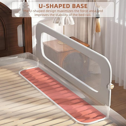 FigTime Bed Rail for Toddlers, Baby Bed Rail Guard for Kids, Toddler Bed Rails with Reinforced Anchor Fit, Height Adjustable & Foldable Bed Rail Guard for Twin, Full, Queen & King Beds (Grey, 59IN)
