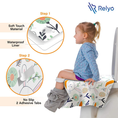 Relyo Disposable Toilet Seat Cover for Travel – 20 Pack with Covers Wrapped in Sets of 2, Non-Flushable Liners, Fits Most Seats – Kids, Toddlers, Adults (Dinosaurs, 20)