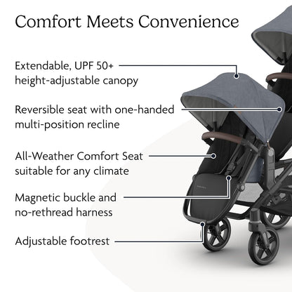 UPPAbaby RumbleSeat V3 Second Lower Seat - Compatible with Vista V2 and Vista V3 - All-Weather Seat + Magnetic Buckle – Adapters Included -Owen (Mocha Mélange)
