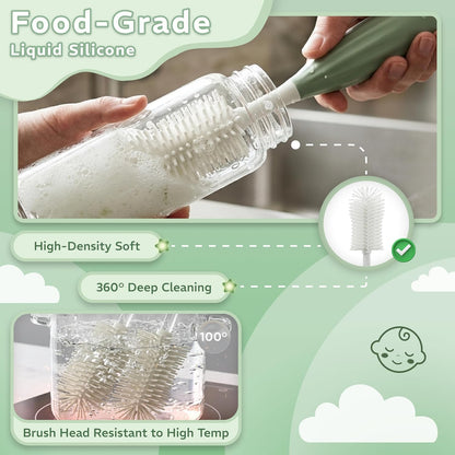 Bottle Cleaning Kit – BPA Free Brush Set, 6 in 1 Travel Bottle Cleaner Kit with Silicone Brushes for Bottle, Breast Pump, Straw, Nipple - Portable Bottle Washing Kit