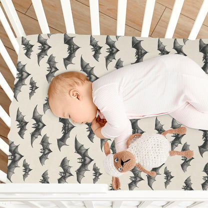Fitted Crib Sheets White Bears with Clouds Stretchy Portable Playard Sheets for Baby Toddler, Breathable Soft Mini Crib Mattress 39 x 27 in for Boys and Girls