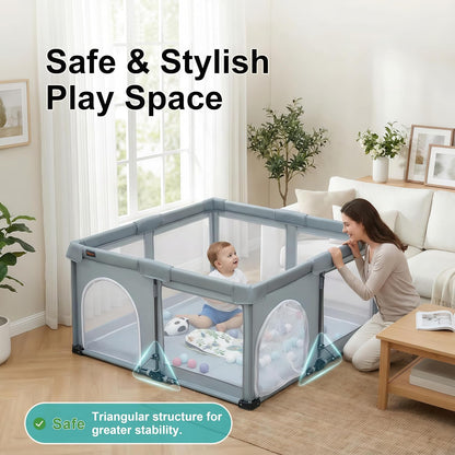 Baby Playpen Foldable, Heyo.Ja Large Play Yard, Playpen for Babies and Toddlers, Play Pens for Babies and Toddlers with Gate, Indoor & Outdoor Portable Play Pen (71"×59")