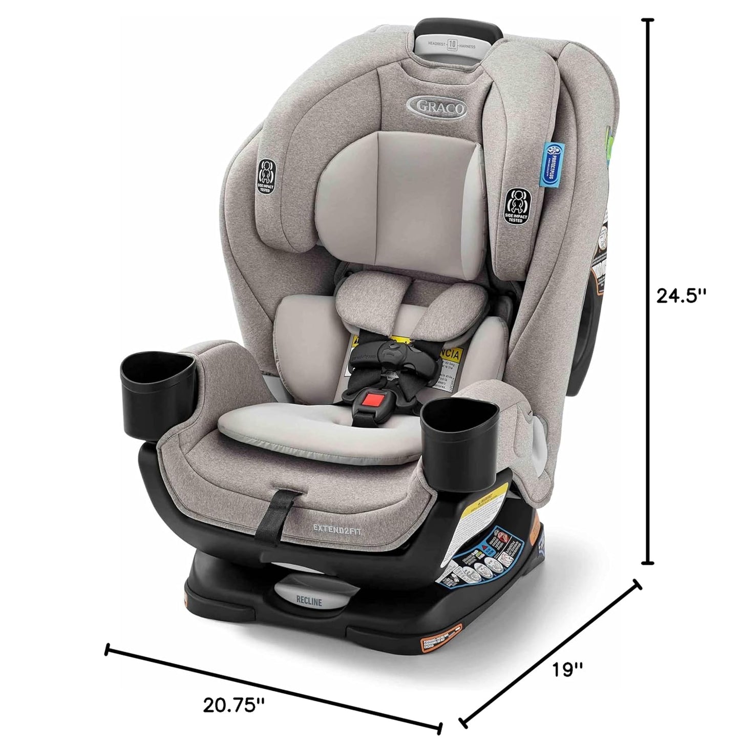 Graco® Extend2Fit Convertible Baby Car Seat, Rear and Forward Facing, Adjustable Extension Panel for Extra Legroom, Kenzie