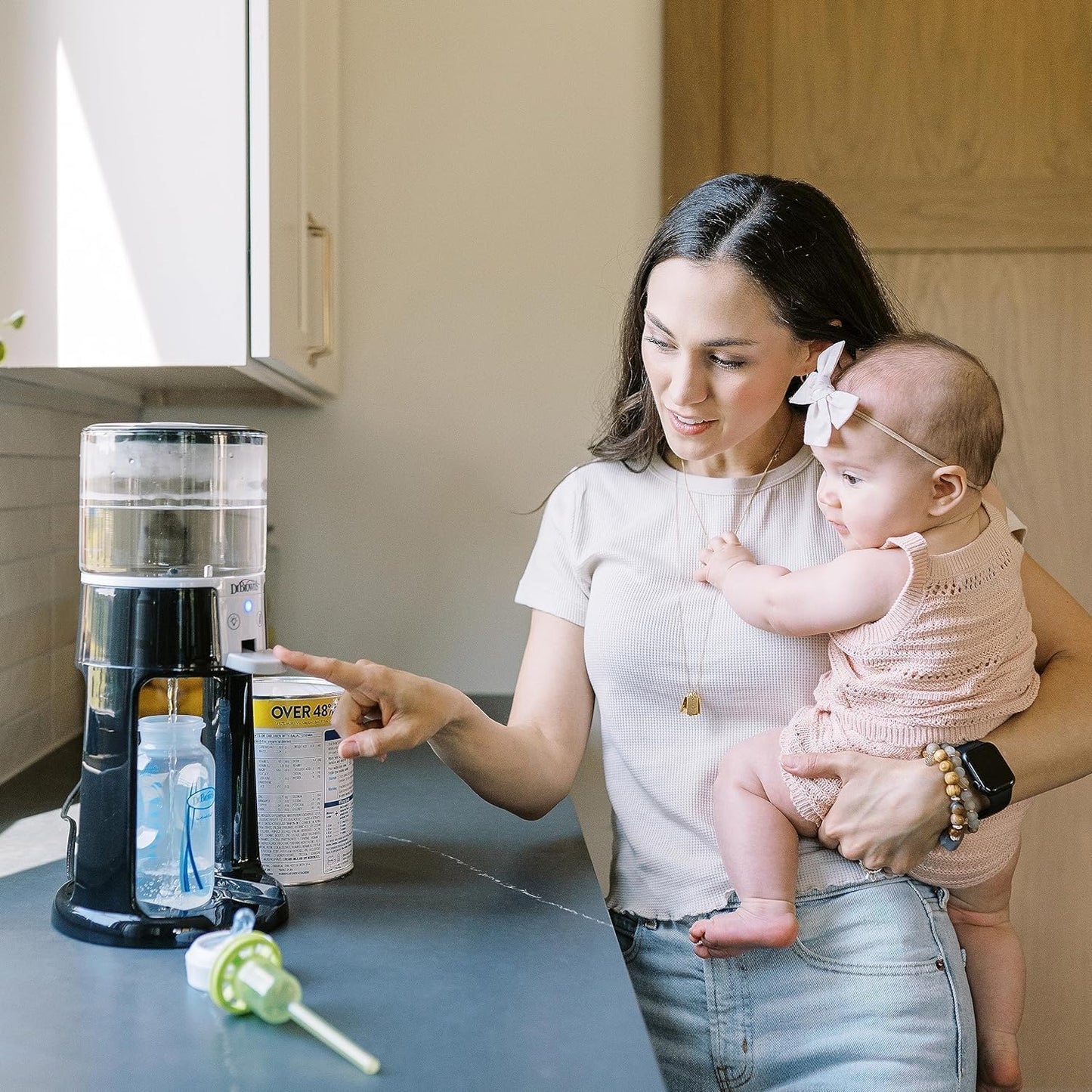 Dr. Brown's Insta-Prep Warm Water Dispenser with Baby Formula Mixing Pitcher, 36oz Black