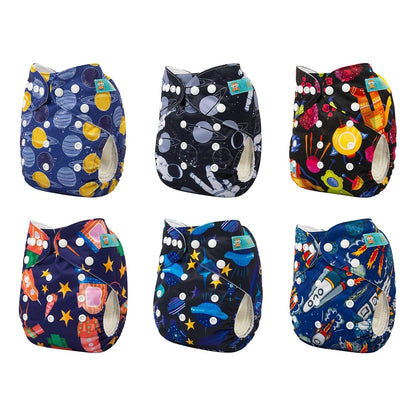 ALVABABY Baby Cloth Diapers 6 Pack with 12 Inserts Cloth Diaper Covers Adjustable Washable Reusable for Baby Girls and Boys