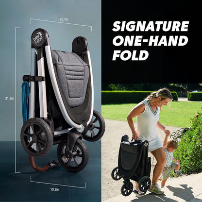 Baby Jogger City Mini GT3 All Terrain Baby Stroller with Forever Air Rubber Tires, All Wheel Suspension, Lightweight Stroller with Magnetic Buckle, No-Rethread Harness, and Foot Brake, Frosted Ivory