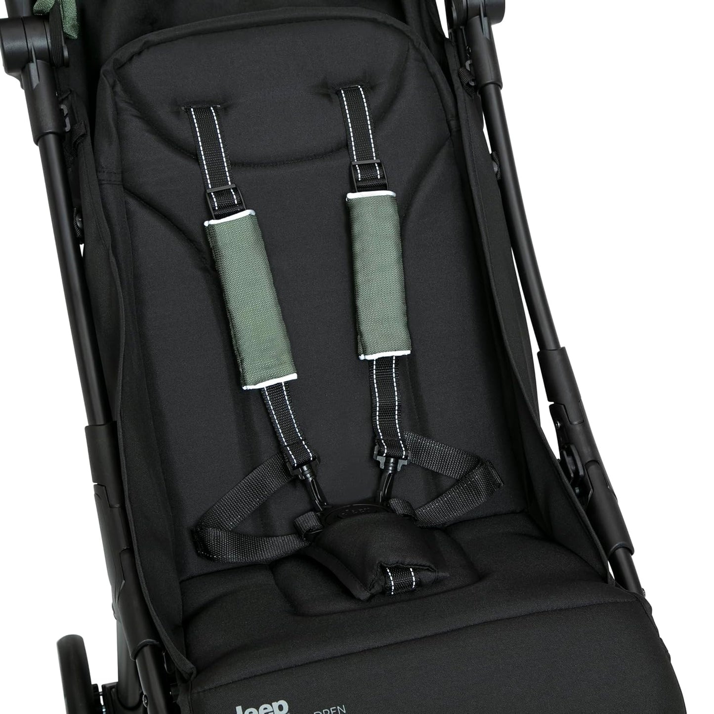 Jeep Altitude Compact Travel Stroller by Delta Children Greenguard Gold, Easy One Hand Fold, Lightweight, Extendable Canopy with Peek-a-Boo Window, Reclining Seat, 4 Wheel Suspension, Olive Green
