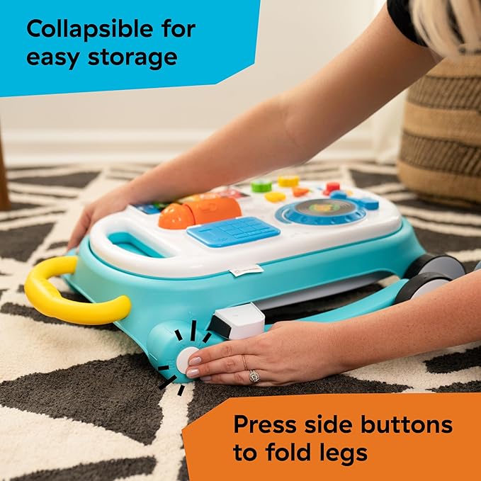 Baby Einstein Musical Mix ‘N Roll 4-in-1 Push Walker, Activity Center, Toddler Table & Floor Toy, 100+ Songs & Phrases, DJ Station with Piano