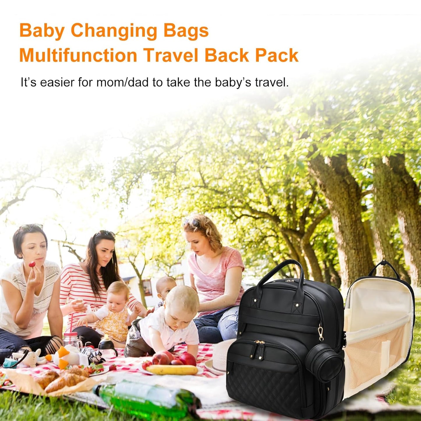 Astro alan Baby Diaper Bag with Changing Station, Waterproof Diaper Bag Backpack for Moms Dads with USB Charging Port, Baby Shower Gifts, Large Capacity diaper backpack, Grey