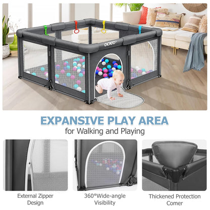 OCATO Baby Playpen Play Pen: Foldable Playpen for Babies and Toddlers Playard for Indoor Outdoor Activity Center Game Fence Safety Area Toddler Play Pen for Babies 6-12 Months Baby Gifts (50" × 50")