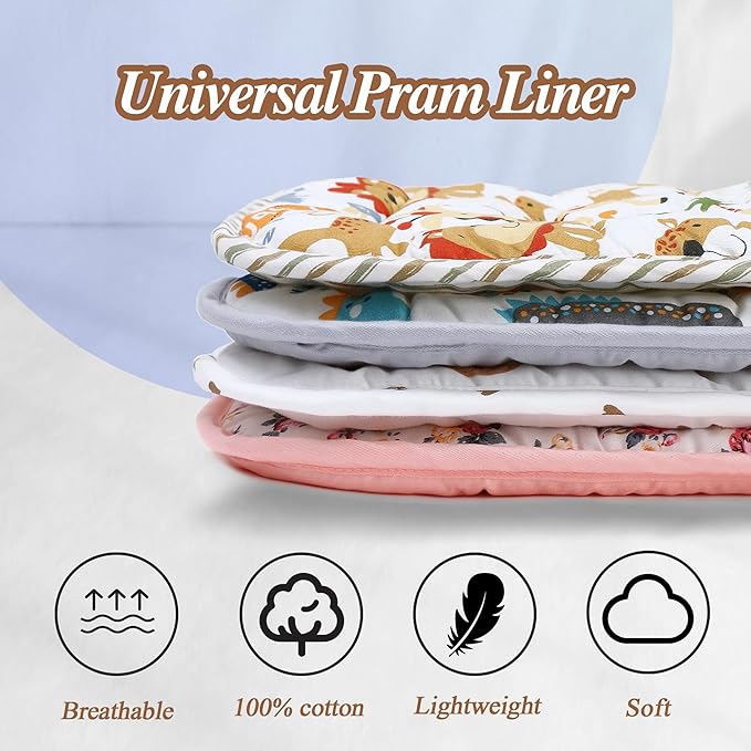 Baby Stroller Cushion,Infant Car Seat Insert-Reversible Universal Breathable and Soft Newborn Stroller Mat,100% Cotton Cover Toddler Seat Pad Liner-34x78cm,1 Pack(Bears)