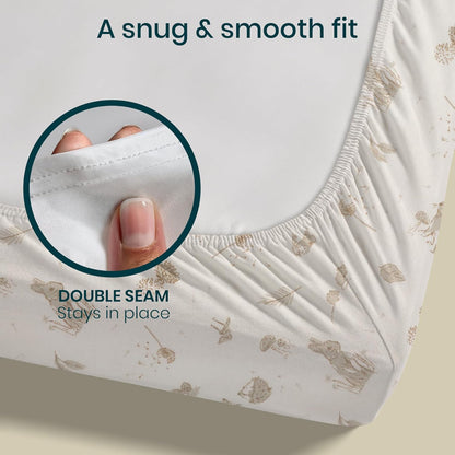 Tutti Bambini Premium Bassinet Sheets (2 Pack) - Soft & Breathable Bamboo Jersey, Double-Strength Bedside Sleeper Sheets, Fits Mattresses from 20.8 x 31.5 in to 23.6 x 35.4 in (Our Planet)