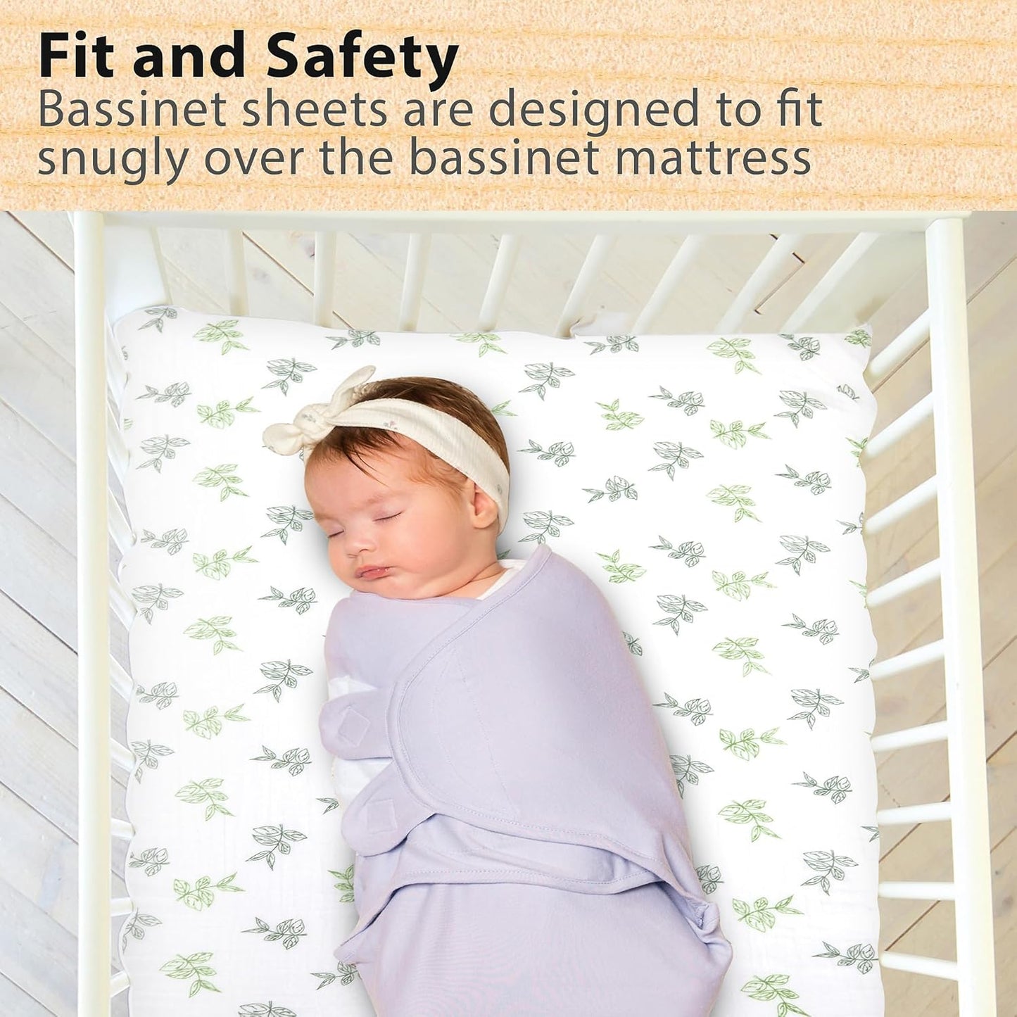 3-Pack Bedside Sleeper Bassinet Sheets | GOTS Certified Organic 100% Muslin Cotton | Ultra Soft & Breathable | 33×20×4” Fitted Sheets | Universal Fit 29–33” x 17–21” Pads