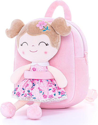 Gloveleya Toddler Backpack Baby Girl Gift Plush Bag Diaper Bag Plush Printed Sakura Backpack
